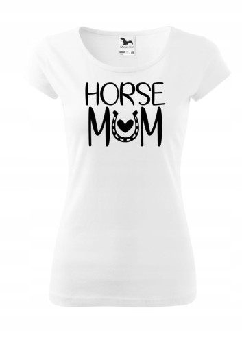 Koszulka damska biała z nadrukiem Horse Mum.jpg