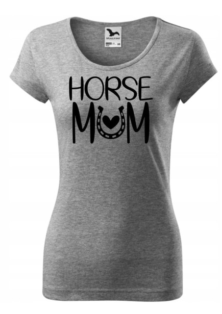 Koszulka damska szara z nadrukiem Horse Mum.jpg