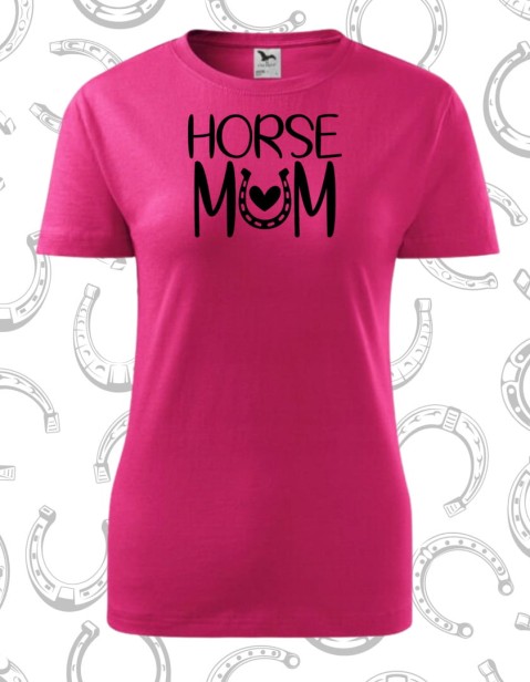 Koszulka damska różowa z nadrukiem Horse Mum.jpg